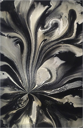 Cathedral City Art Collection: Elan Vital, Black & White / Yellow Rose Gold Painting #4258