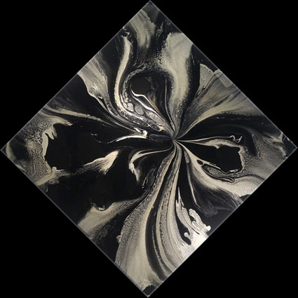 Cathedral City Art Collection: Elan Vital, Black & White / Yellow Rose Gold Painting #4261