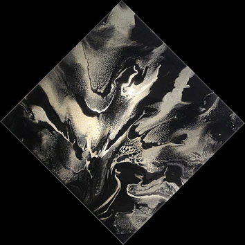 Cathedral City Art Collection: Elan Vital, Black & White / Yellow Rose Gold Painting #4266