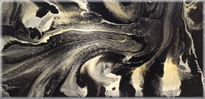 Cathedral City Art Collection: Elan Vital, Black & White / Yellow Rose Gold Painting #4268